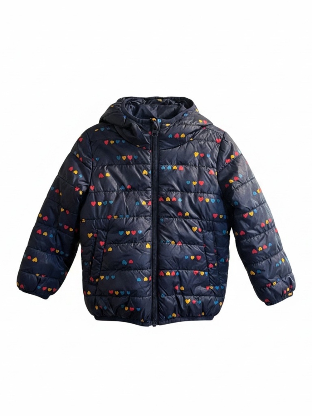 Joe Fresh Kids Navy Heart Print Hooded Puffer Jacket